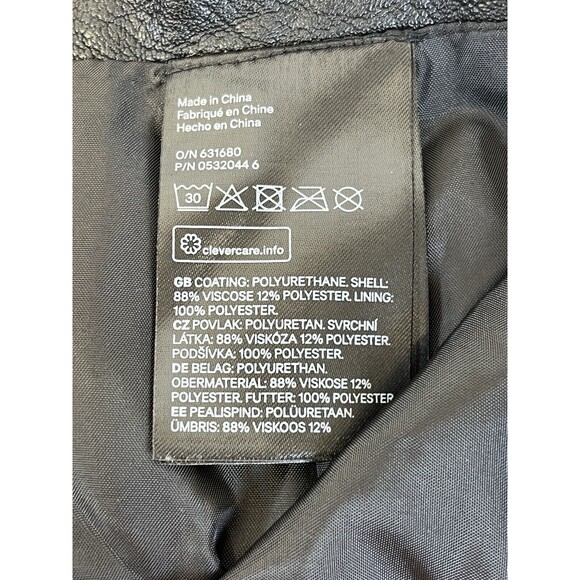 Divided Womens Black Faux Leather Mini Skirt W/ Rose Embroidery . Zippered Front - Picture 9 of 9